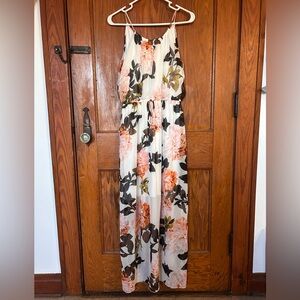 Sweet Storm Floral Maxi Dress in Cream and Orange